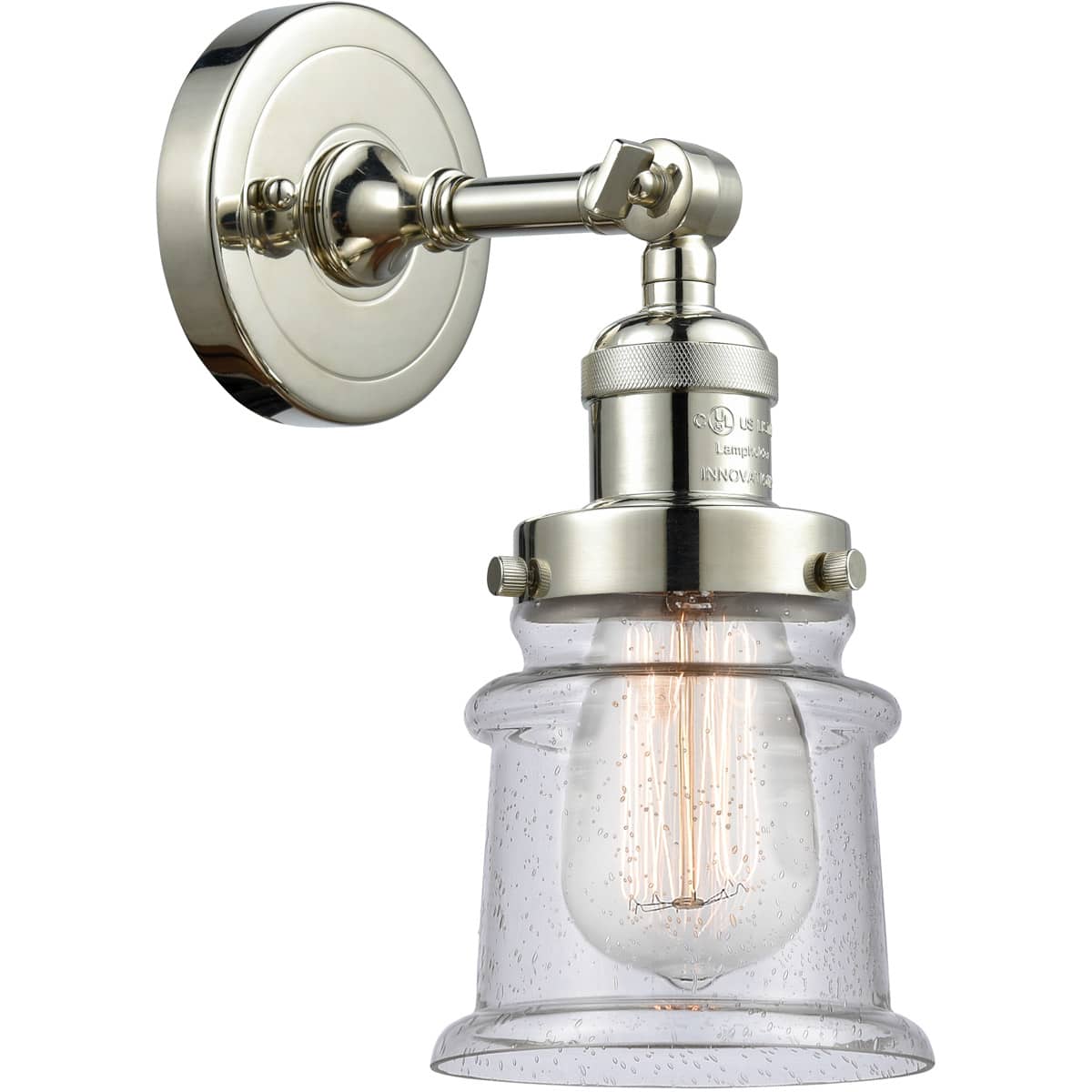 Innovations Lighting 203-PN-G184S-LED Franklin Restoration Small Canton Wall Sconce Polished Nickel