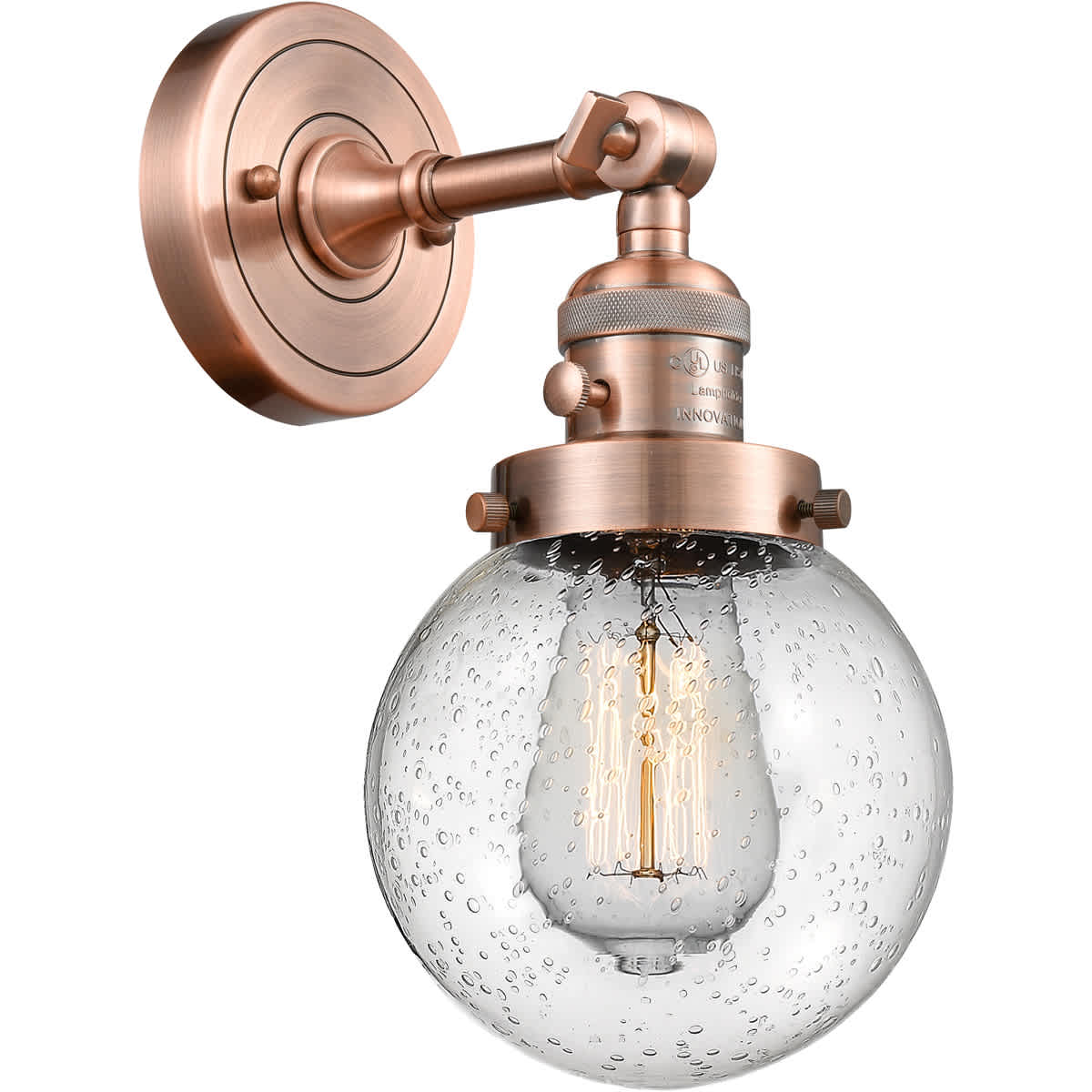 Innovations Lighting 203SW-AC-G204-6 Franklin Restoration Beacon Wall Sconce Antique Copper