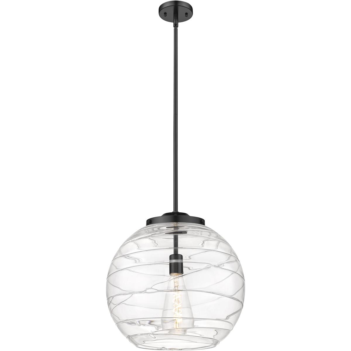 Innovations Lighting 221-1S-BK-G1213-16-BB-95-LED Ballston Athens Deco Swirl Pendant Matte Black