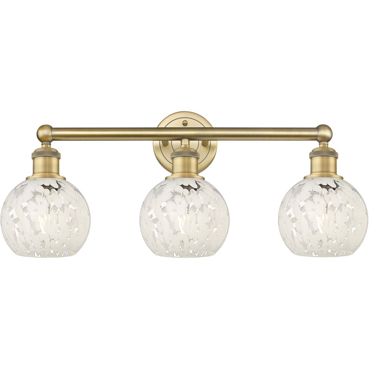 Innovations Lighting 616-3W-BB-G1216-6WM Edison White Mouchette Bathroom Vanity Light Brushed Brass