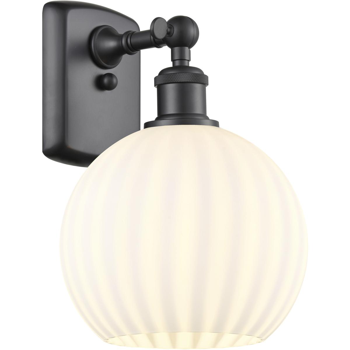 Innovations Lighting 516-1W-BK-G1217-8WV Ballston White Venetian Wall Sconce Matte Black