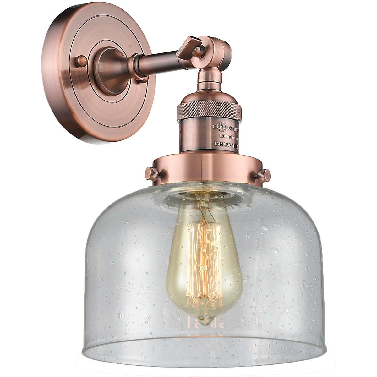 Innovations Lighting 203-AC-G74-LED Franklin Restoration Large Bell Wall Sconce Antique Copper