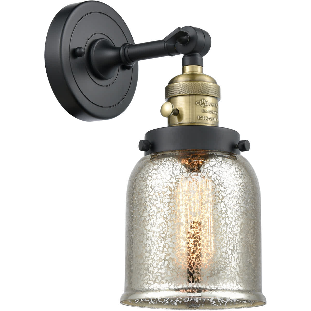 Innovations Lighting 203SW-BAB-G58 Franklin Restoration Small Bell Wall Sconce Black Antique Brass