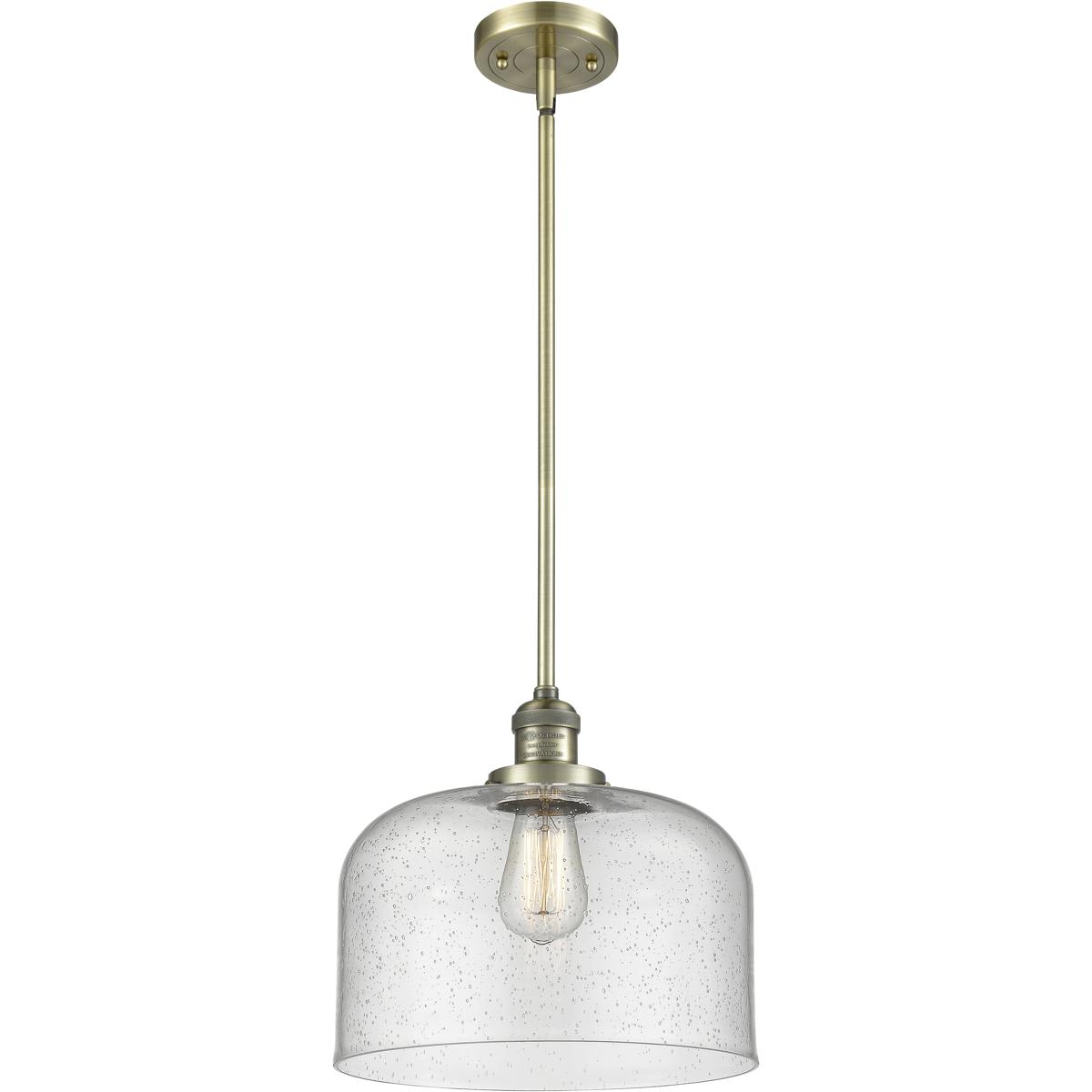 Innovations Lighting 201S-AB-G74-L Franklin Restoration Bell Mini Pendant Antique Brass