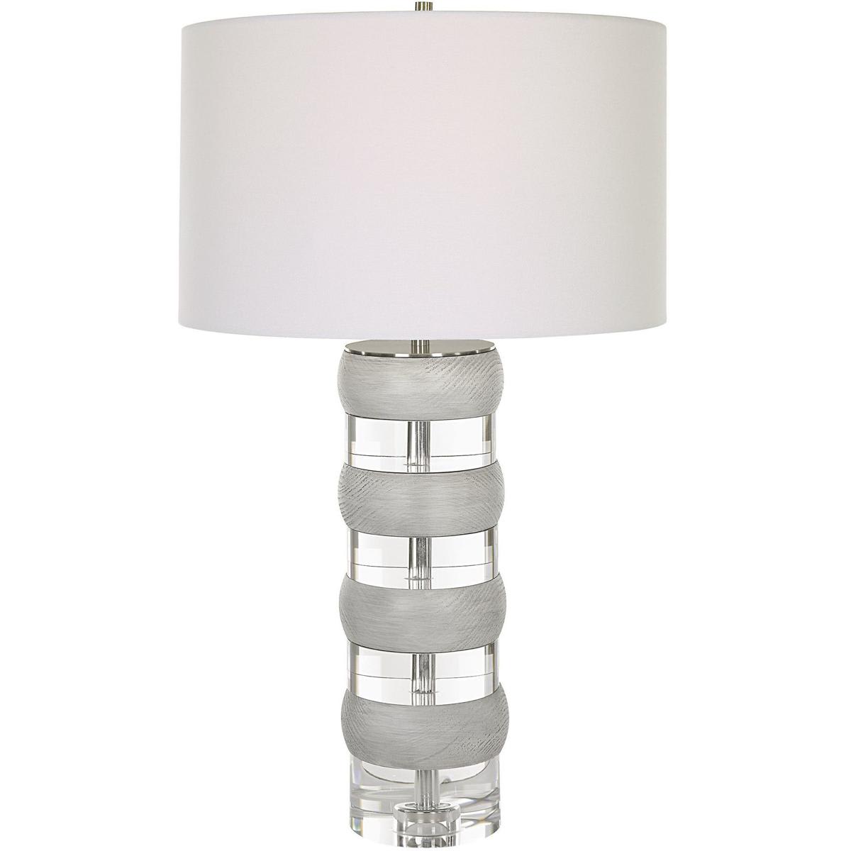 Uttermost 30192 Band Together Table Lamp Crystal And Bleached Wood with Brushed Nickel