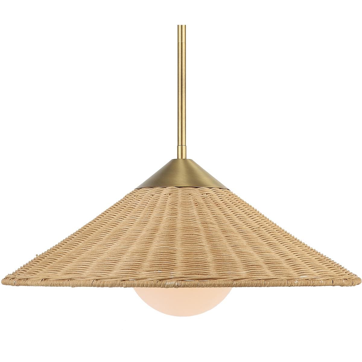 Uttermost 21590 Phuvinh 1 Light 20 inch Natural Rattan and Antique Brass Pendant Ceiling Light