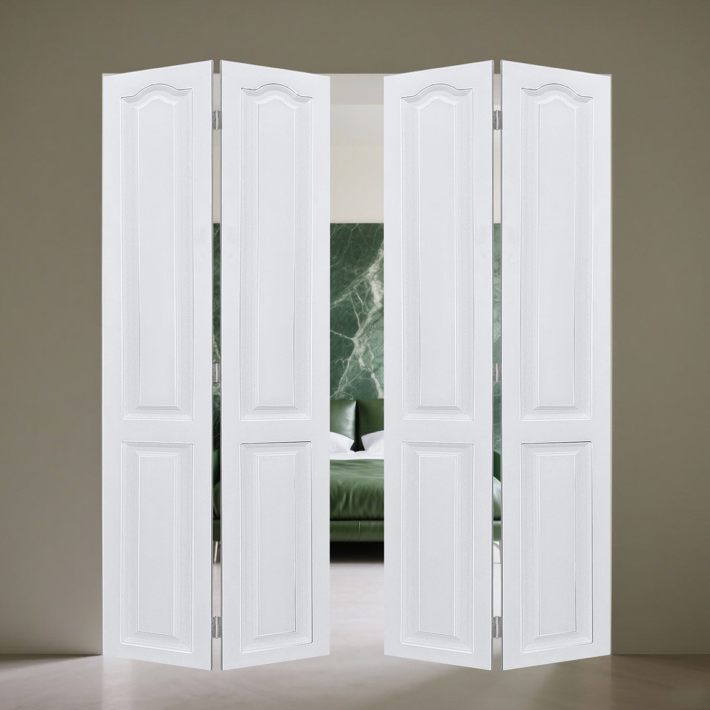 Dexmalle 56 in x 84 in Solid Core White Finished Vinyl bi-fold door With Hardware kit