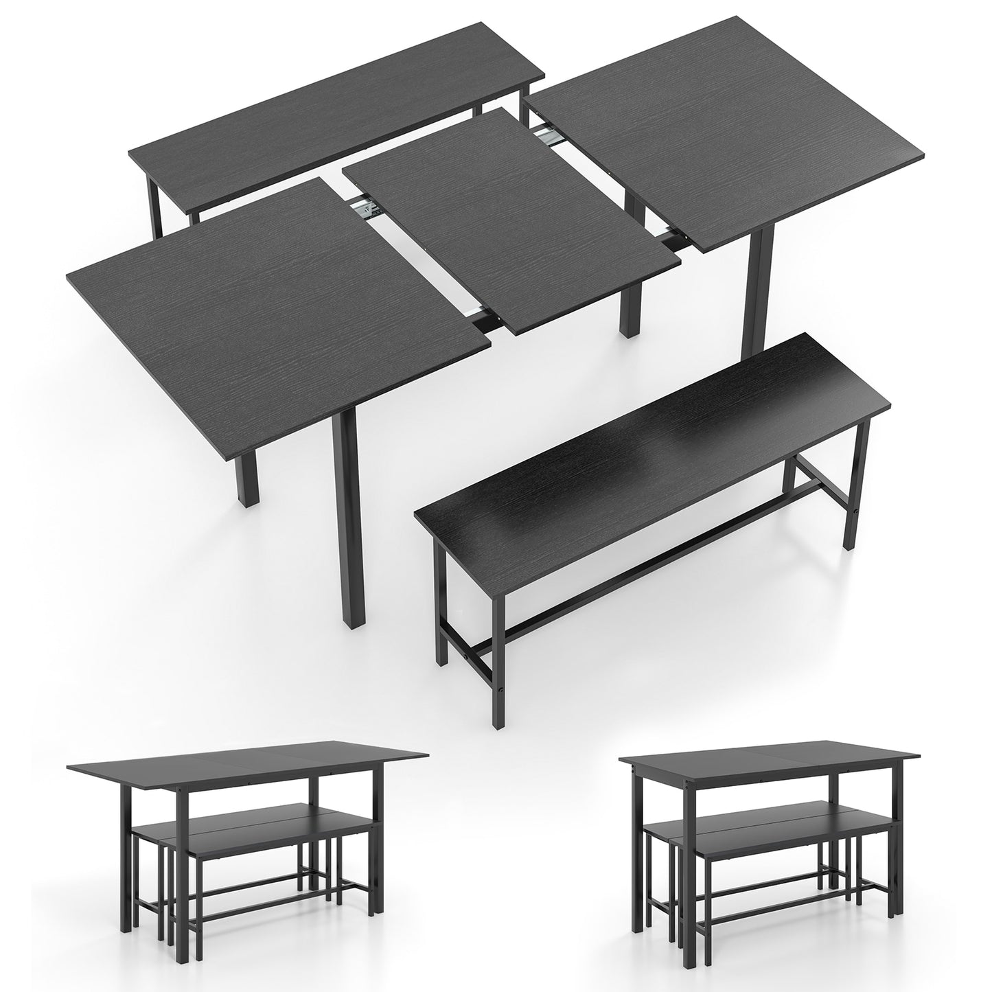 Poinic CJS6 Black Contemporary/Modern Dining Room Set with Rectangular Table ( Seats 6 )