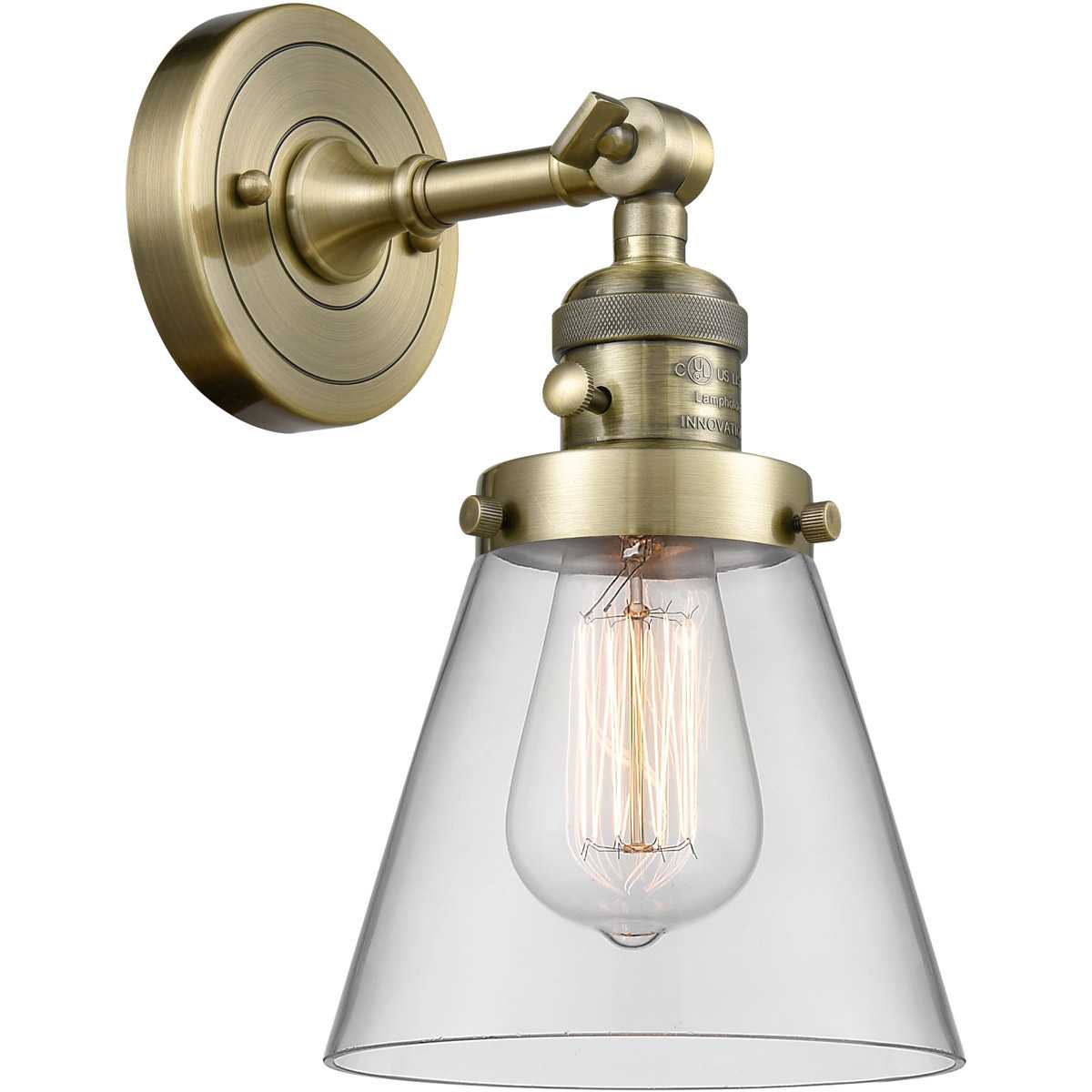 Innovations Lighting 203SW-AB-G62-LED Franklin Restoration Small Cone Wall Sconce Antique Brass