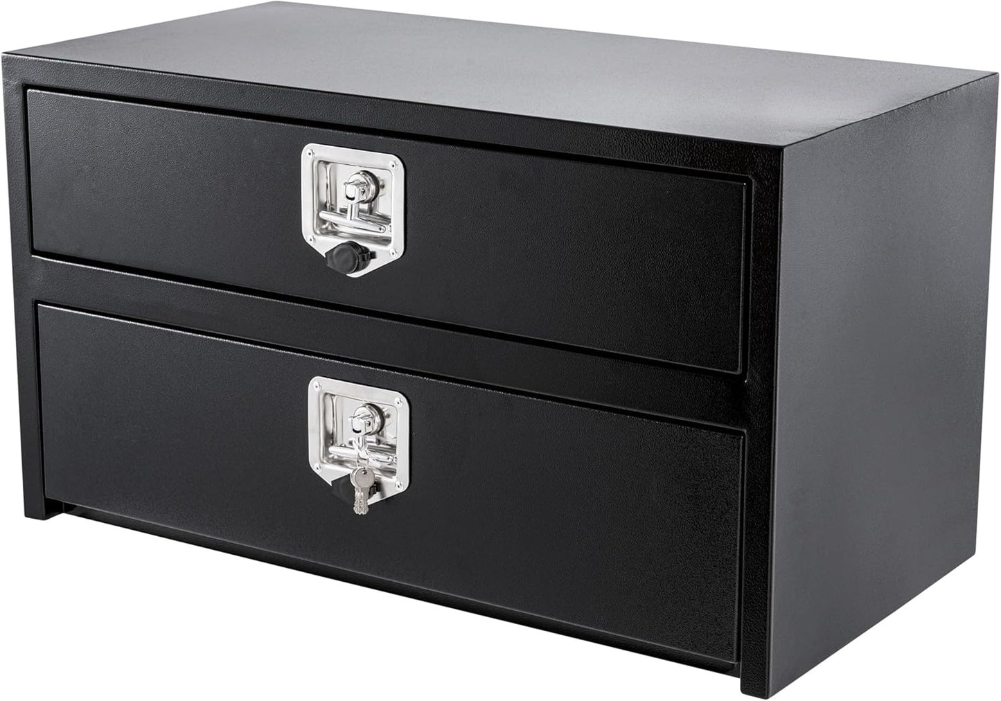 Der Rose 36-18-20 inch Two-Tier Truck Tool Box Heavy Duty Steel 1 Drawer T-Handle LockStorage Tool Box Tool Chest Organizer Waterproof For Pickup Truck Bed RV Trailer