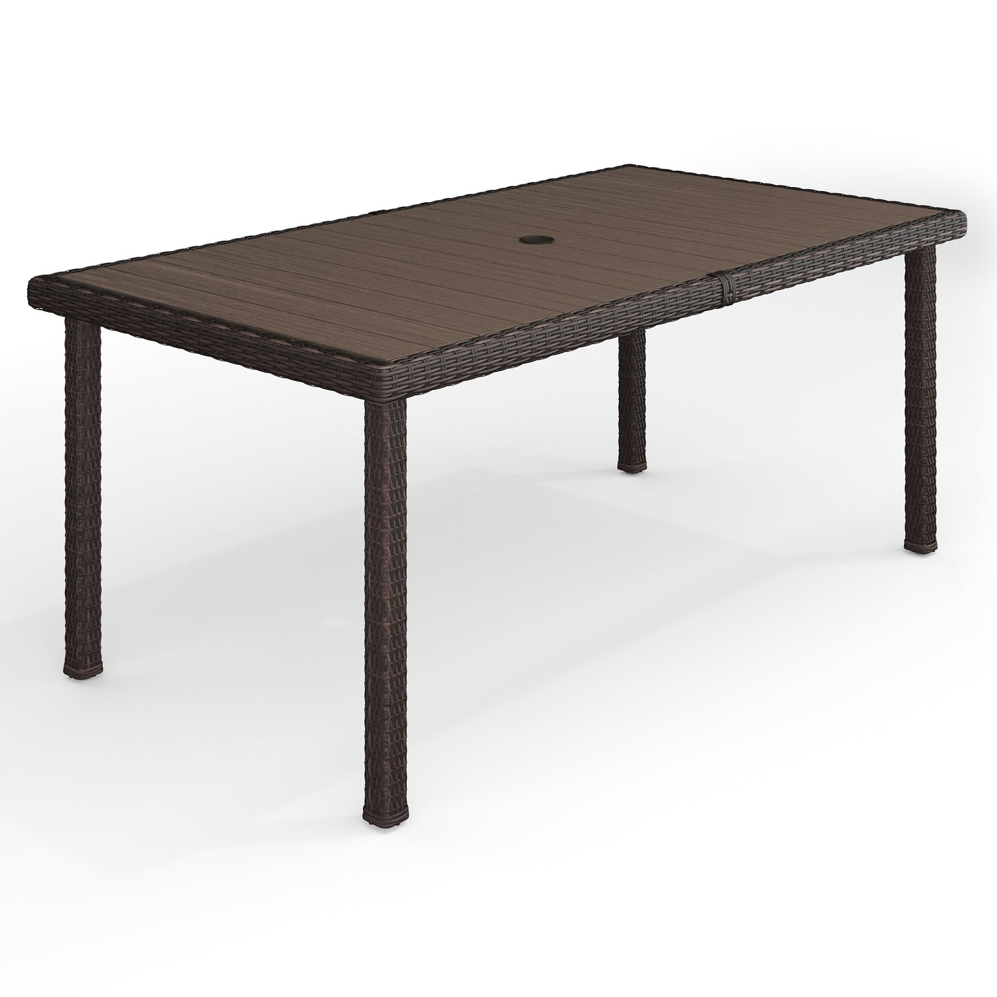 Martha Stewart Bedford 71-in Indoor-Outdoor Patio Table with Engineered Wood Top in Brown Rattan Wicker