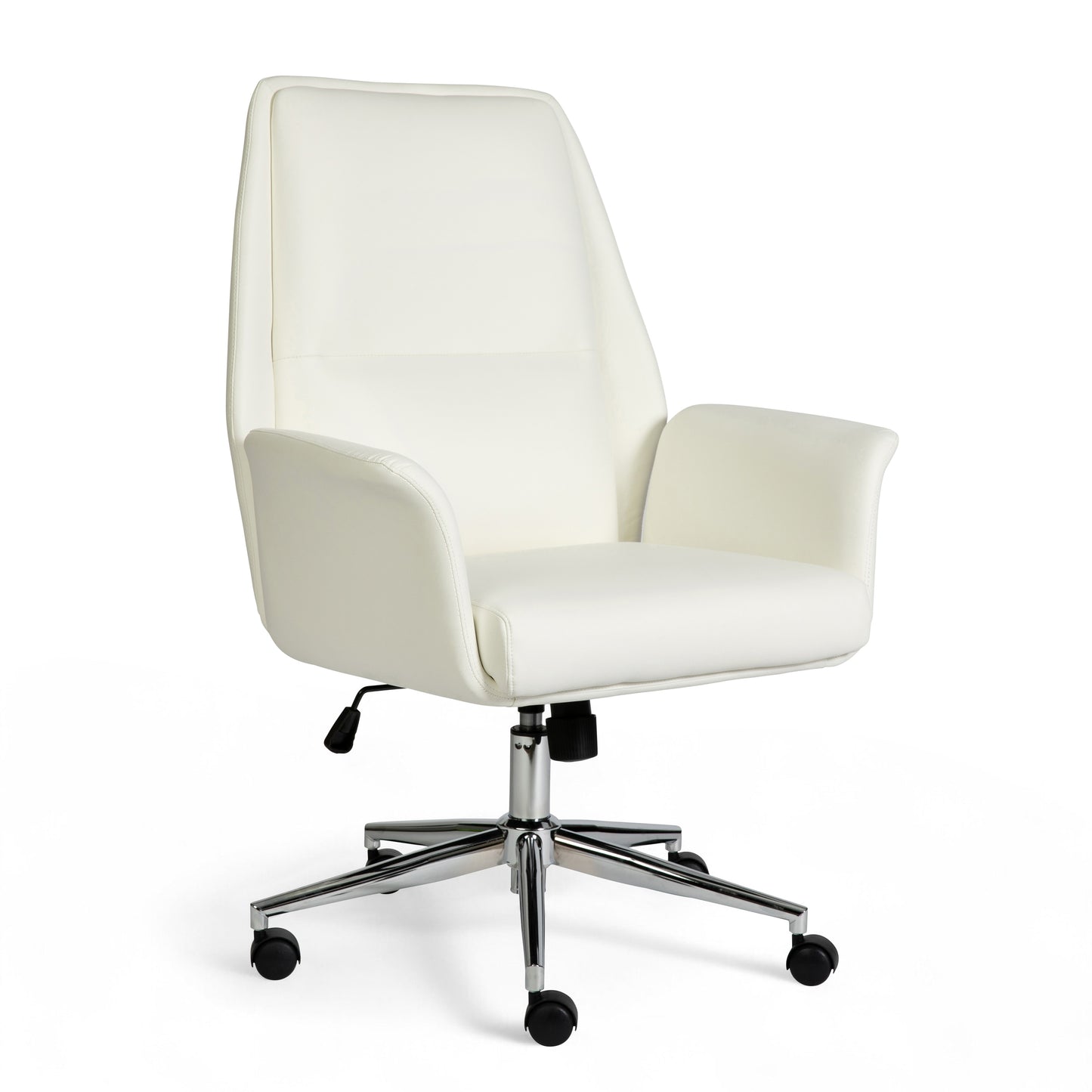 Martha Stewart Maxine Upholstered Office Chair in White/Polished Nickel
