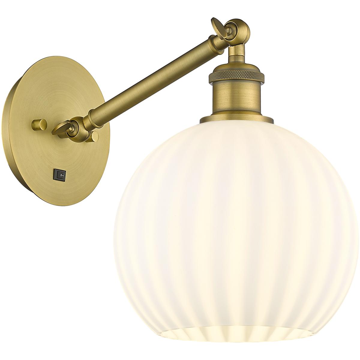 Innovations Lighting 317-1W-BB-G1217-8WV Ballston White Venetian Wall Sconce Brushed Brass