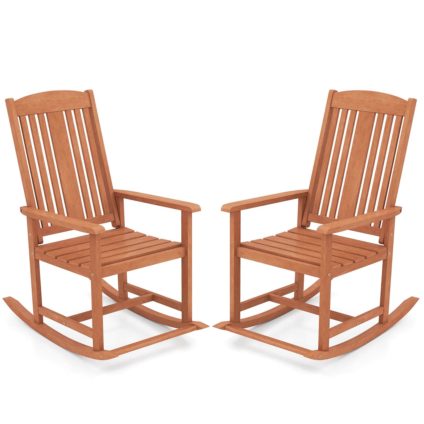 Costway Set of 2 Natural Wood Frame Rocking Chair with Slat Seat