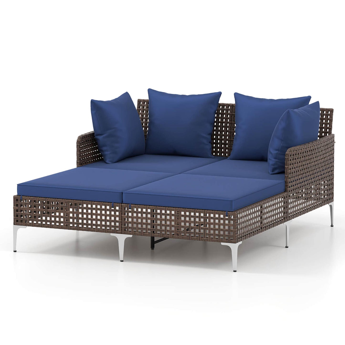 Costway Modern Navy Polyester/Polyester blend Chaise Lounge