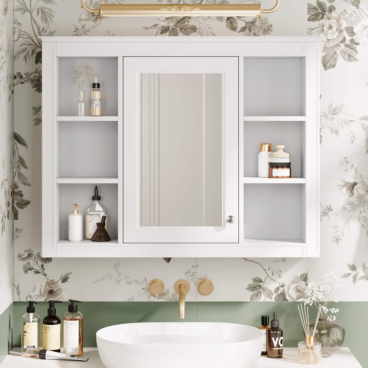 LOVMOR 35 inch x 27.5 inch Medicine Cabinet Wall Mounted Bathroom Storage Cabinet with Mirror Not Include Bathroom Vanity
