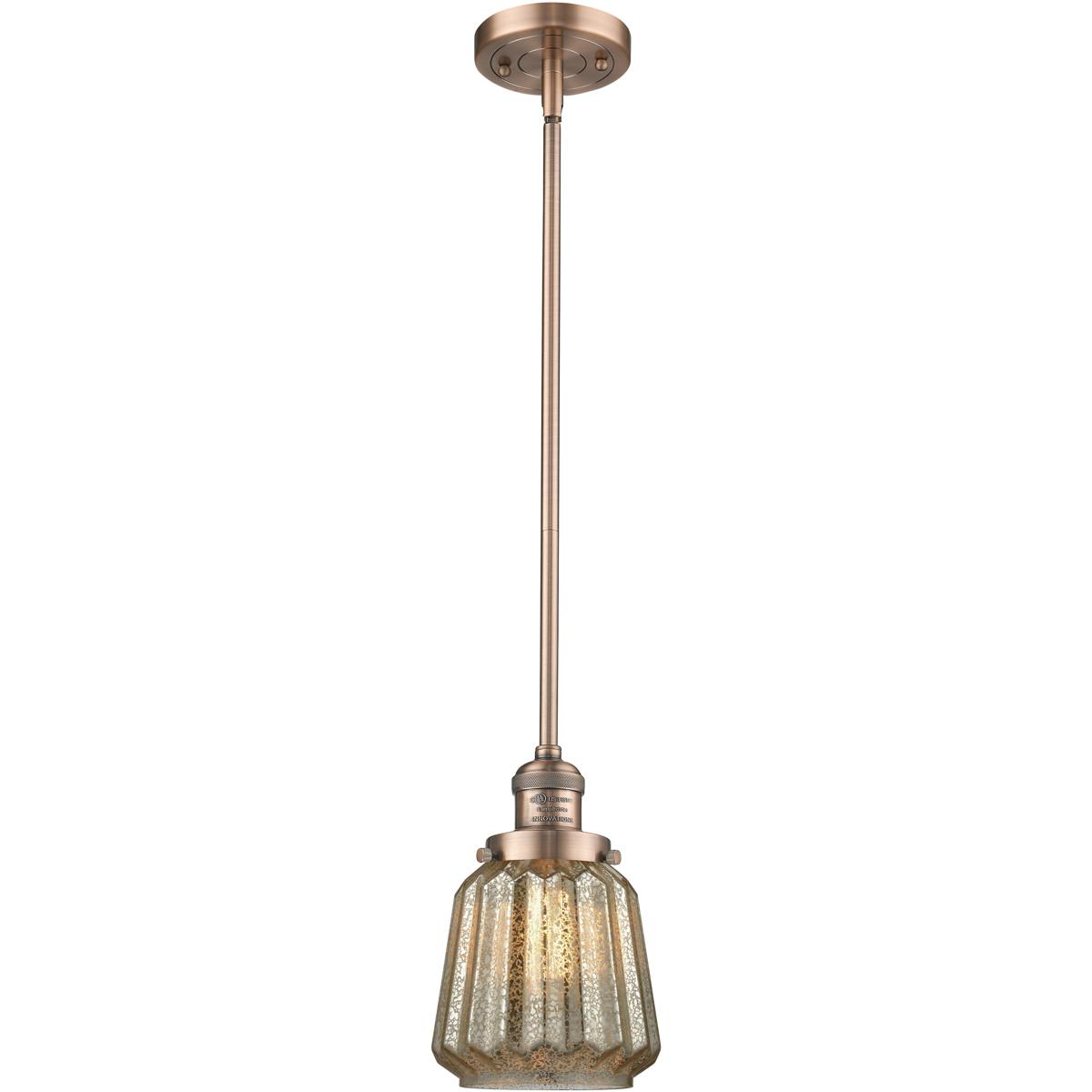 Innovations Lighting 201S-AC-G146-LED Franklin Restoration Chatham Mini Pendant Antique Copper