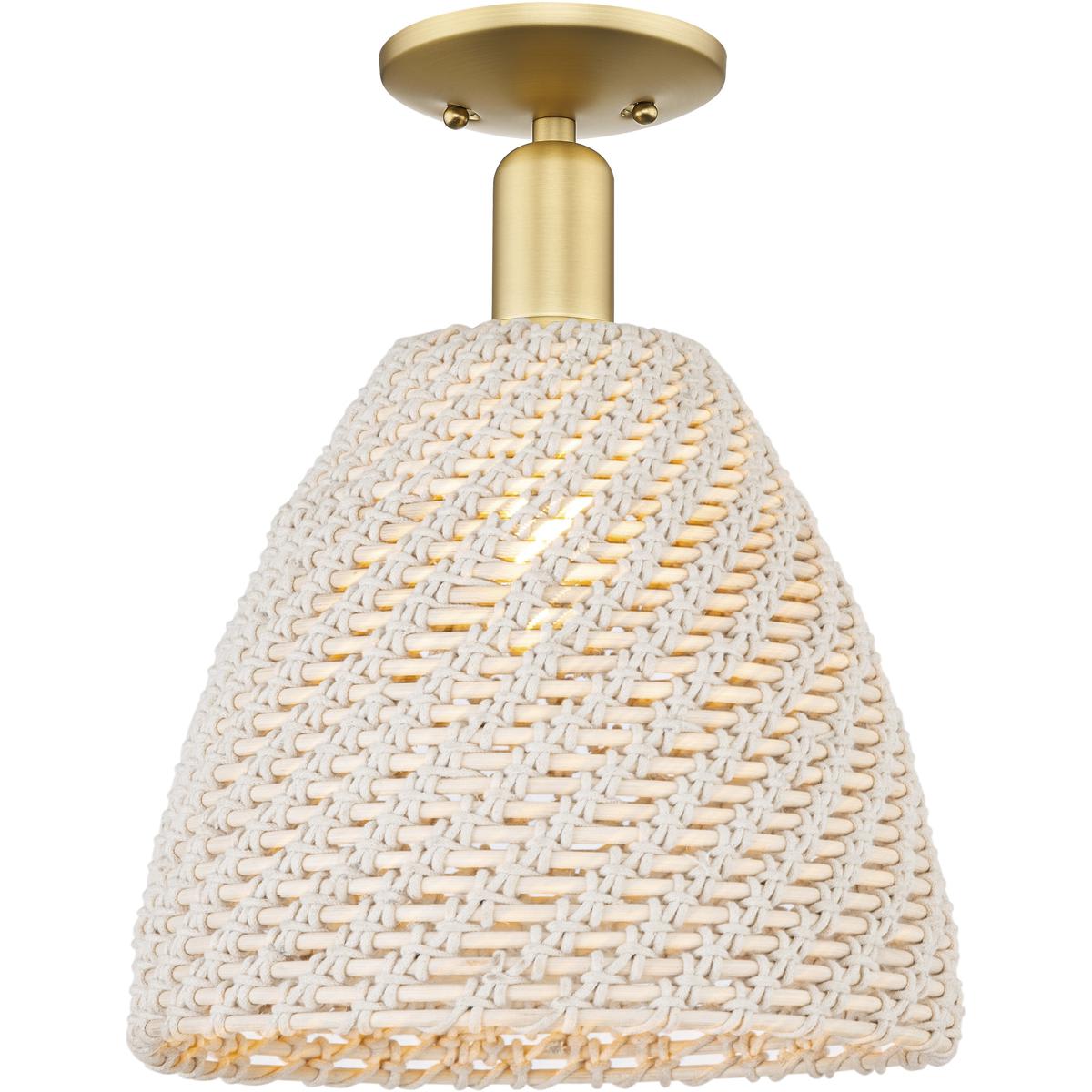 Innovations Lighting 716-1C-SG-NBD-12-NAT Natural Ballston Dome Semi-Flush Mount Satin Gold