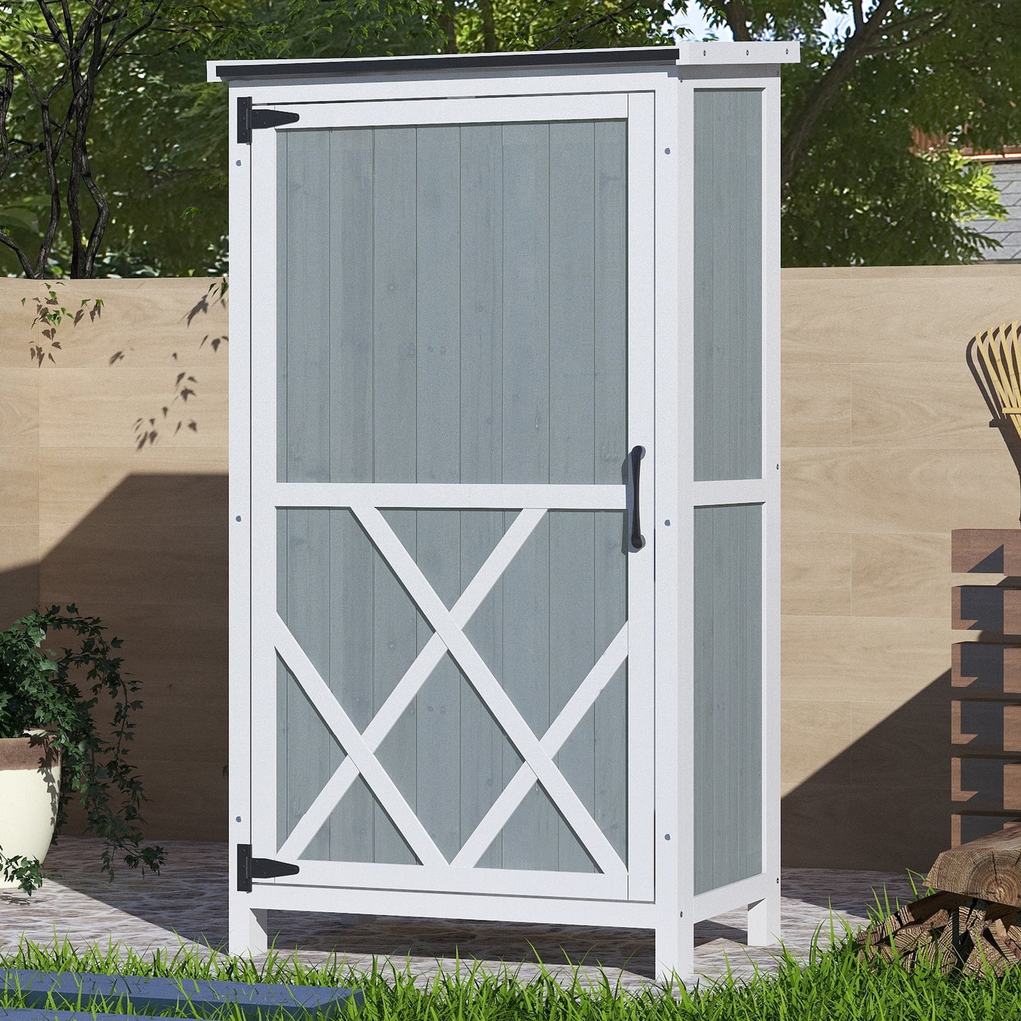 Poinic 2.28-ft x 1.71-ft Lean-to Style Wood Outdoor Storage Shed 1 Doors (Floor Included)
