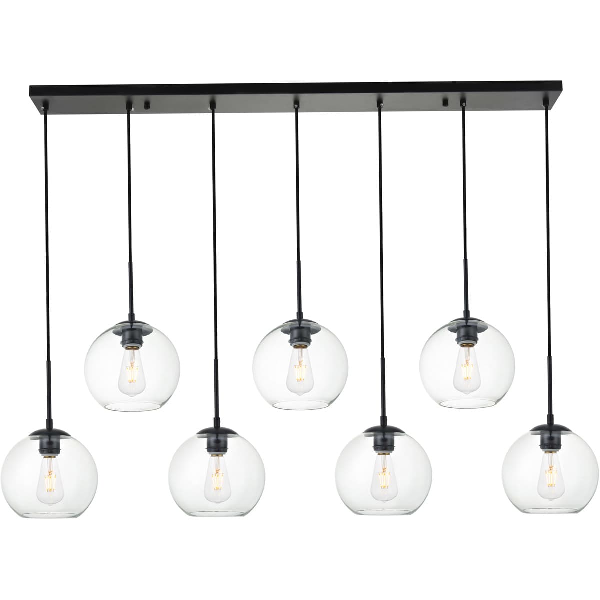 Elegant Lighting Living District LD2230BK Baxter 7 Light 54 inch Black Pendant Ceiling Light