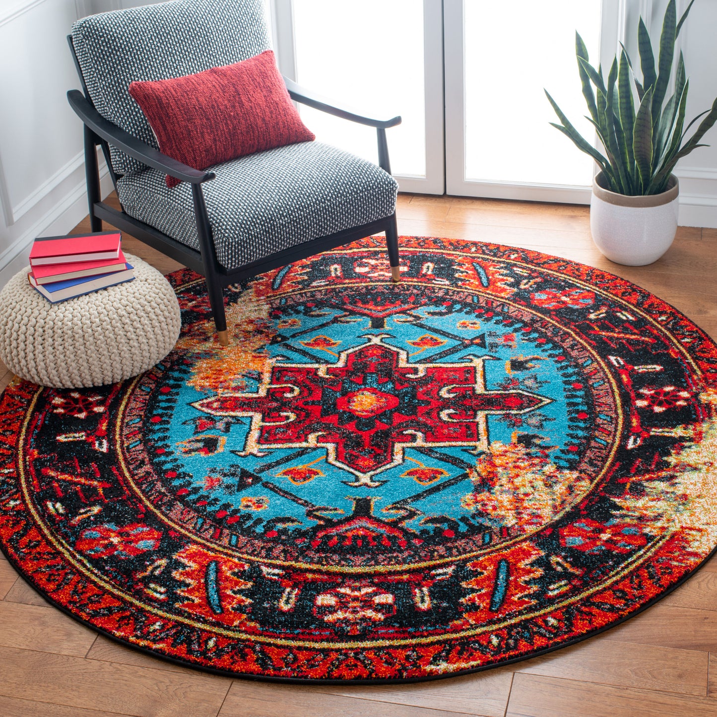 Safavieh Vintage Hamadan 211Q Red/Light Blue 10 x 10 Round Area rug