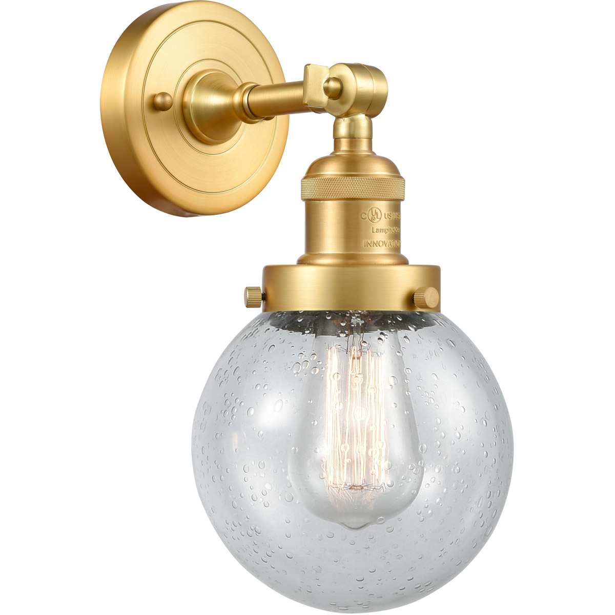 Innovations Lighting 203-SG-G204-6-LED Franklin Restoration Beacon Wall Sconce Satin Gold