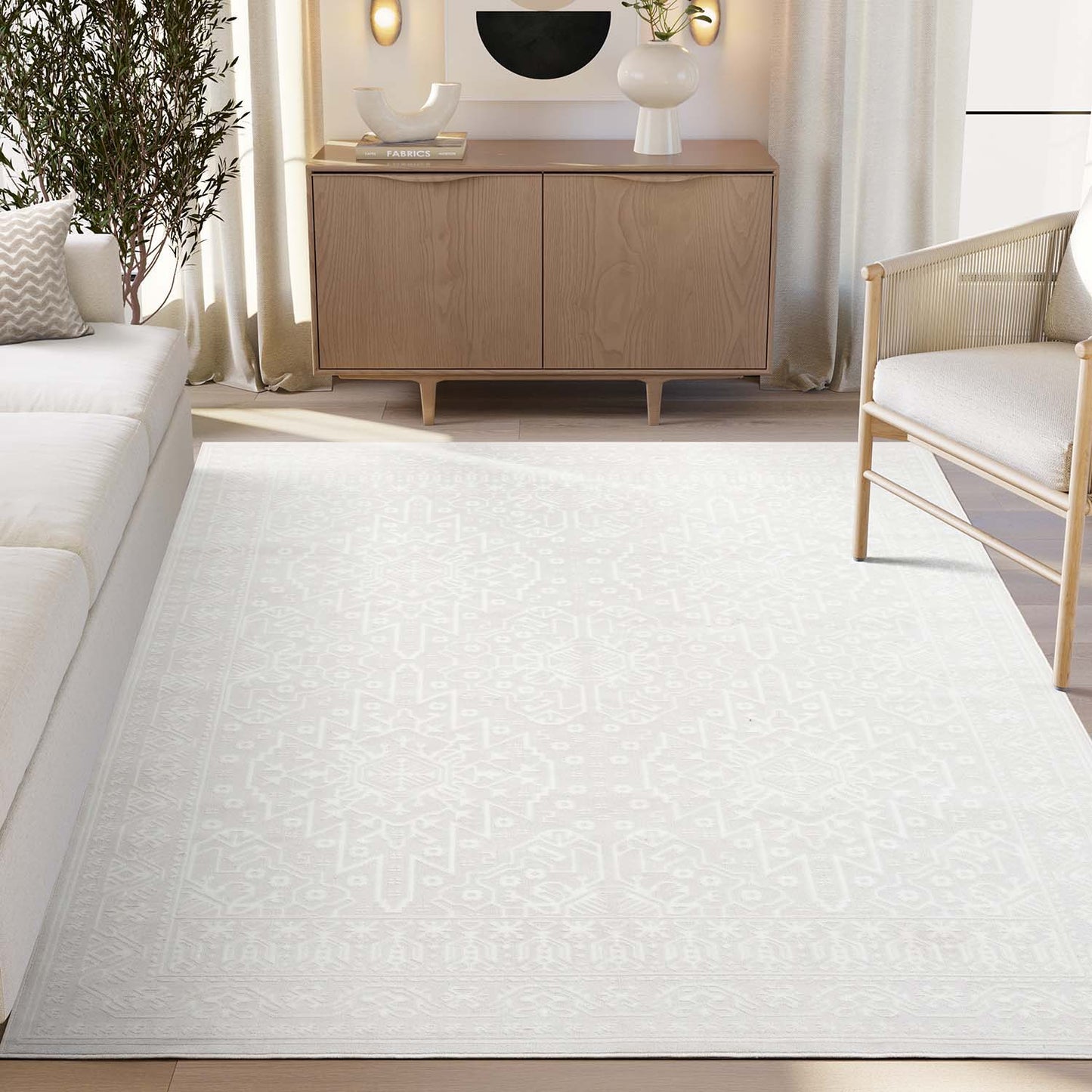 Abani Rugs Regal 9 x 12 (ft) Loomed Polypropylene Beige/Cream Rectangular Indoor Abstract Oriental Machine washable Area rug