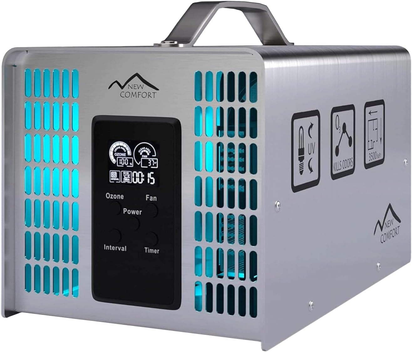 New Comfort Ozone Generator 6k - 14k mg/hr 1 -Speed Silver Non-HEPA and UV Air Purifier (Covers: 8000-sq ft )