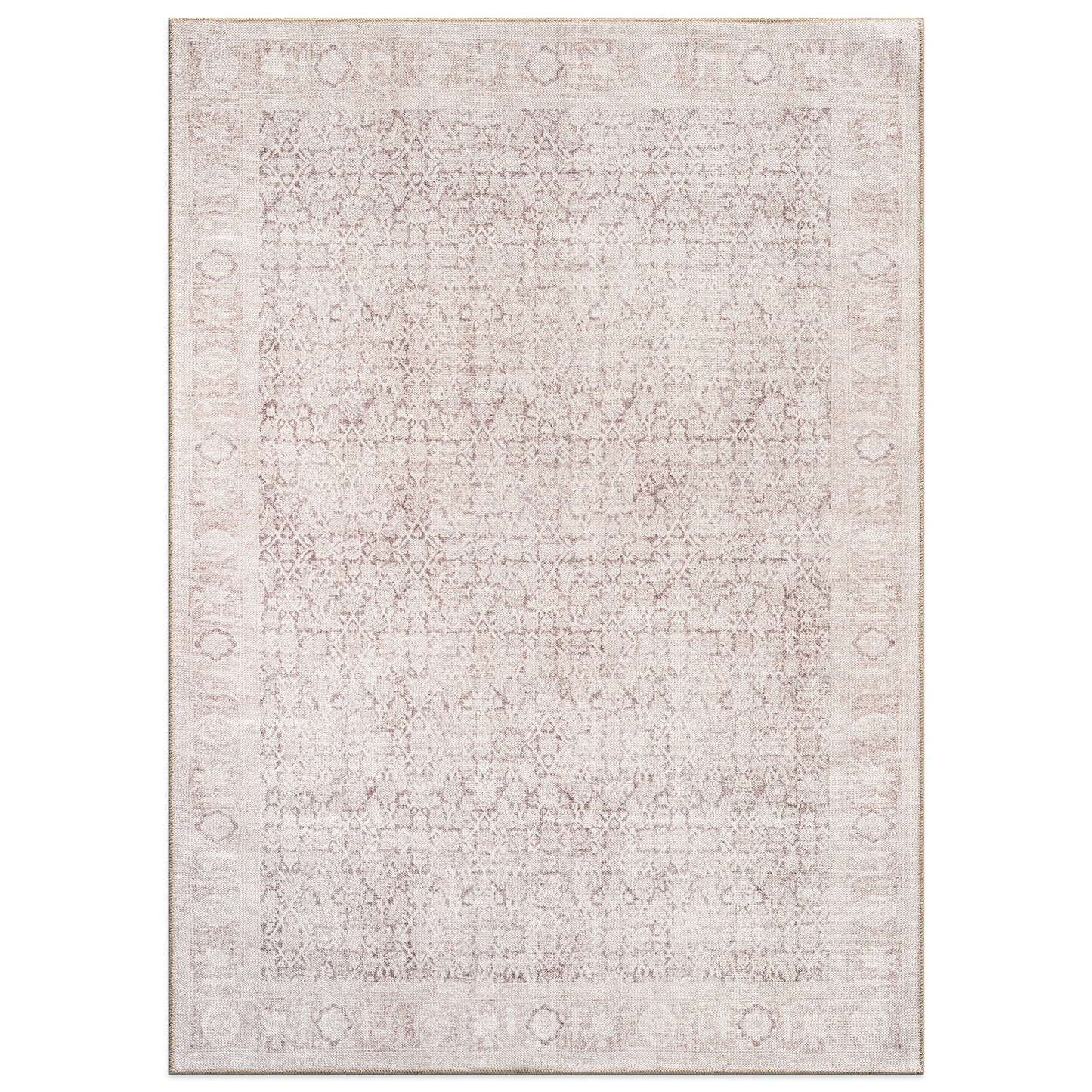 World Rug Gallery Terra 9 x 12 (ft) Loomed Polyester Beige Rectangular Indoor Medallion Oriental Machine washable Pet Friendly Area rug