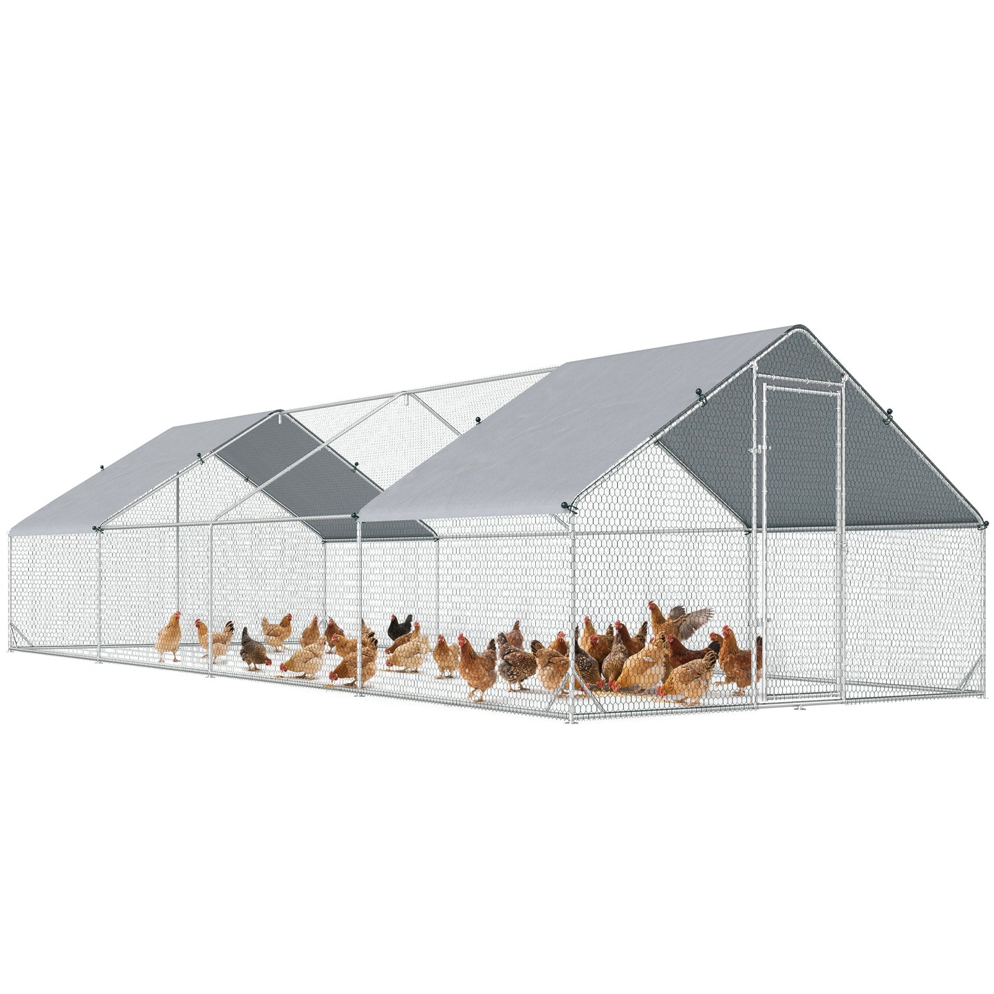 PawHut Metal Chicken Coop 10x26x6.5 Walk In Cover​