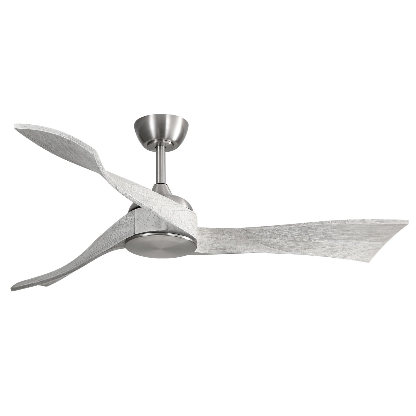 SINOFURN 52-in Brushed Nickel with Wood Blades Ceiling Fan Without Light 3 -Blade