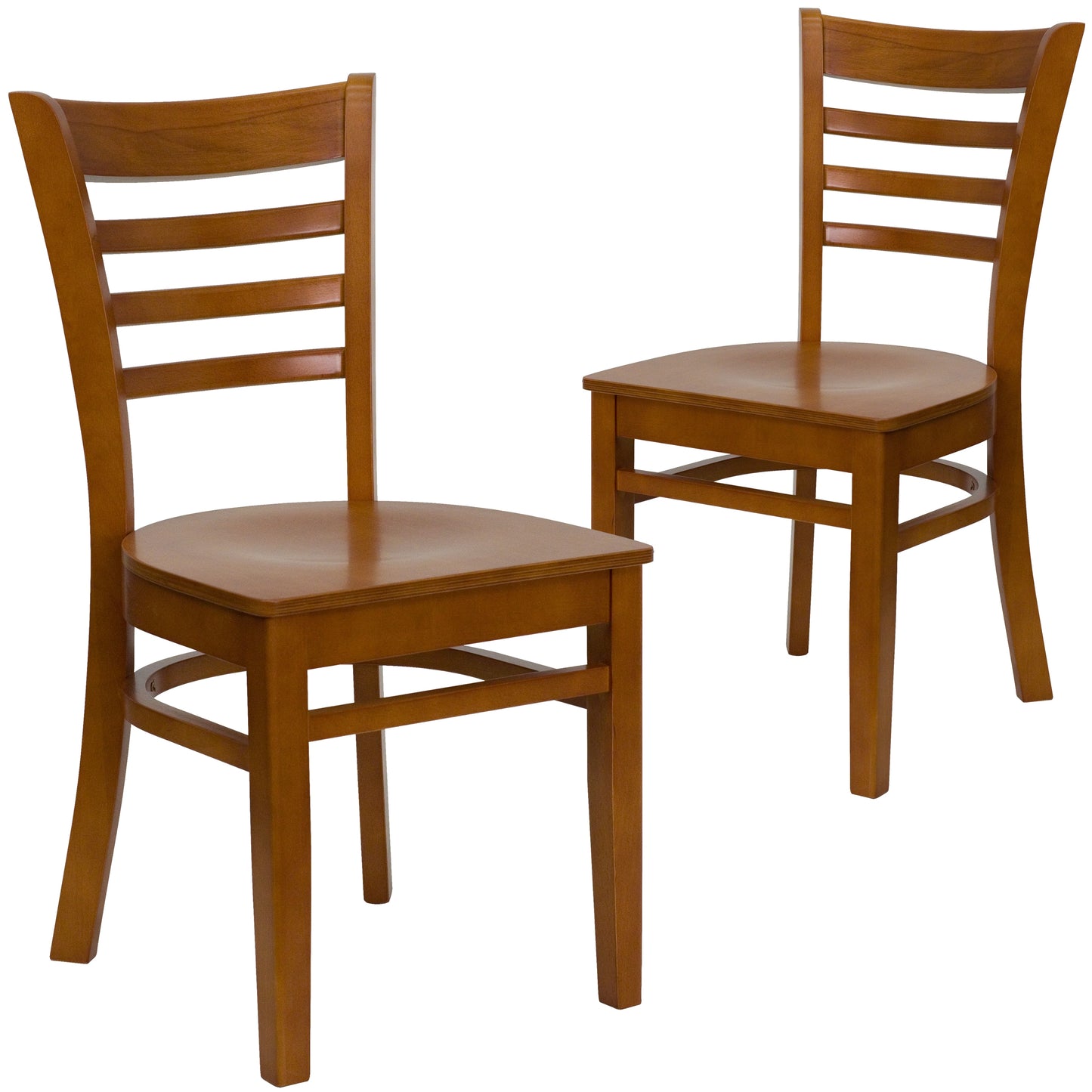 Emma + Oliver 2 Pack Ladder Back Cherry Wood Restaurant Chair