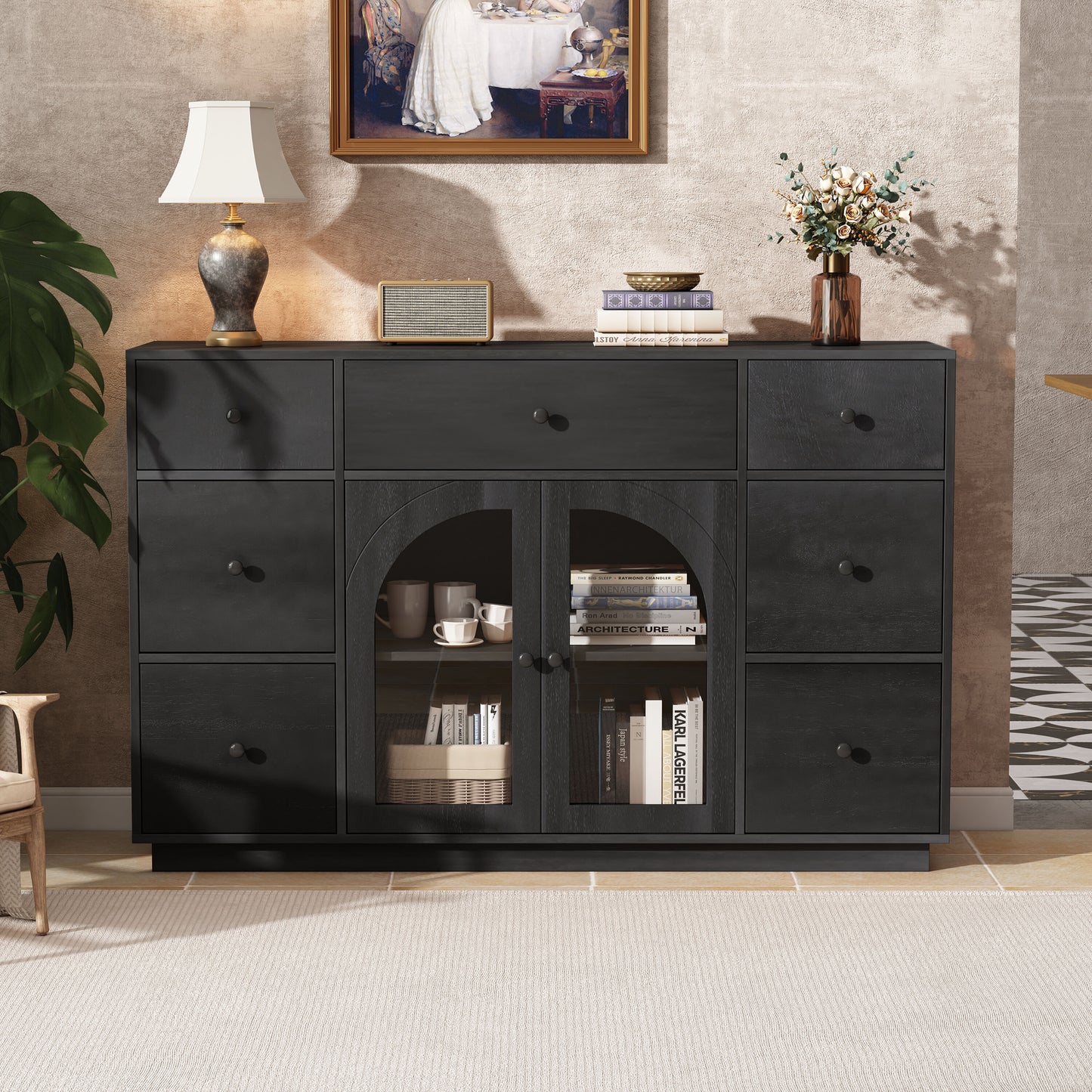 Christopher Knight Home Black Cabinet with storage for living and dining room entrance