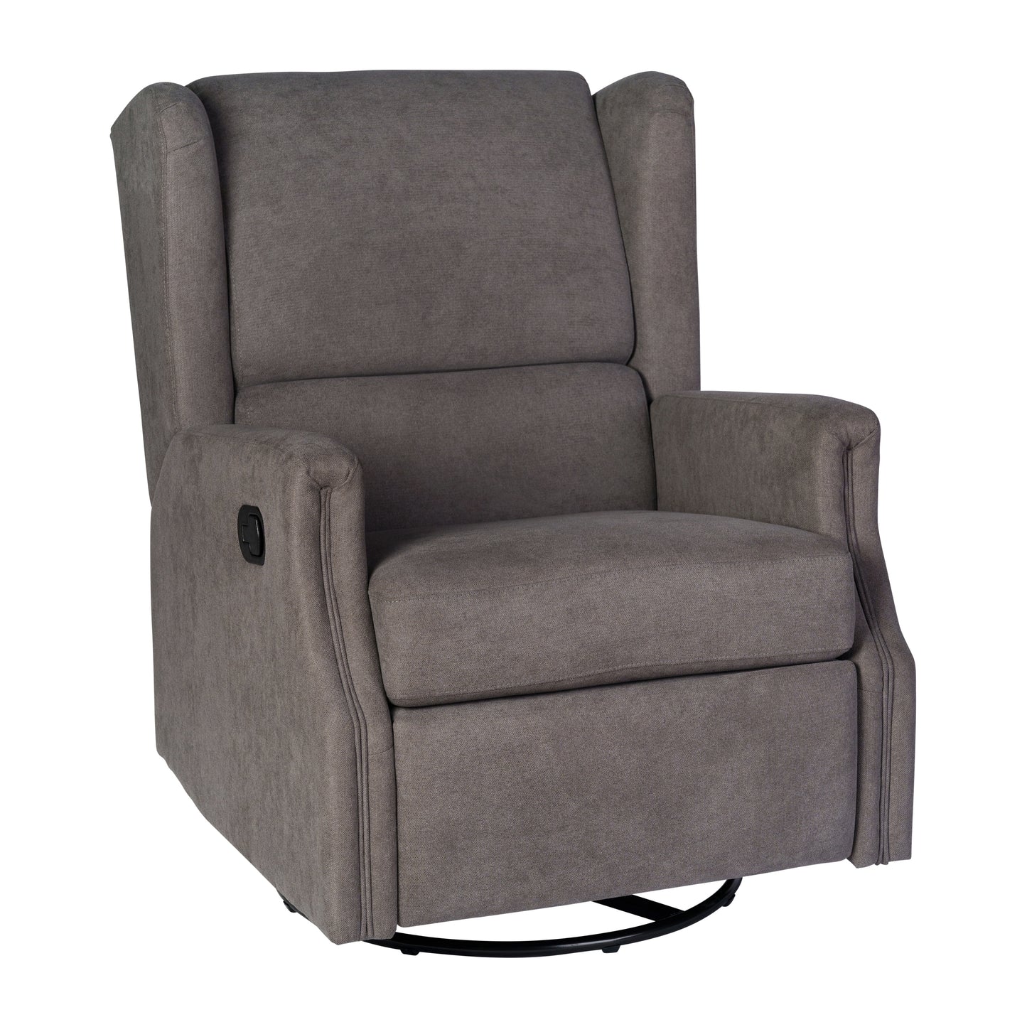 Flash Furniture Omma Swivel Glider Rocker Recliner Chair; Manual 360 Degree Swivel Wingback Recliner Perfect for Living Room; Bedroom; or Nursery in Dark Gray