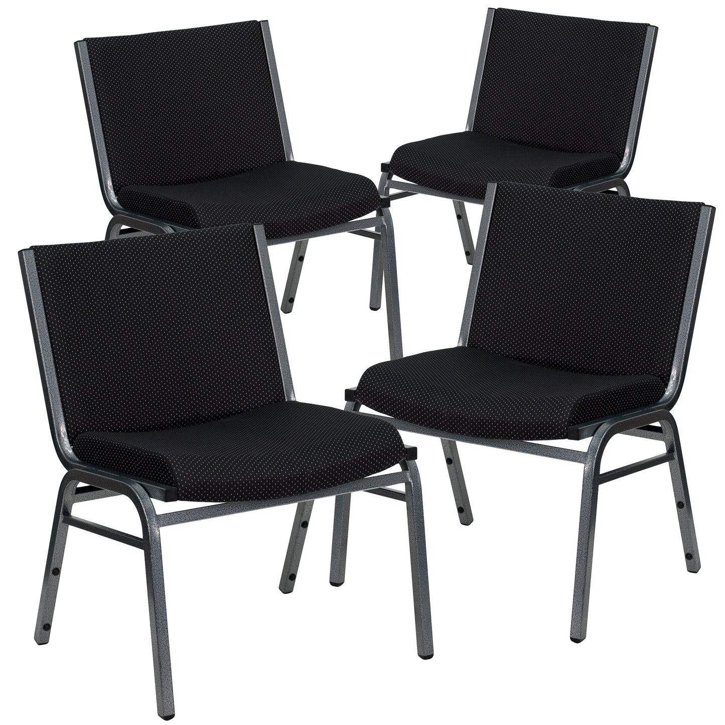 Flash Furniture 4 Pack HERCULES Series Big and Tall 1000 lb Rated Black Fabric Stack Chair