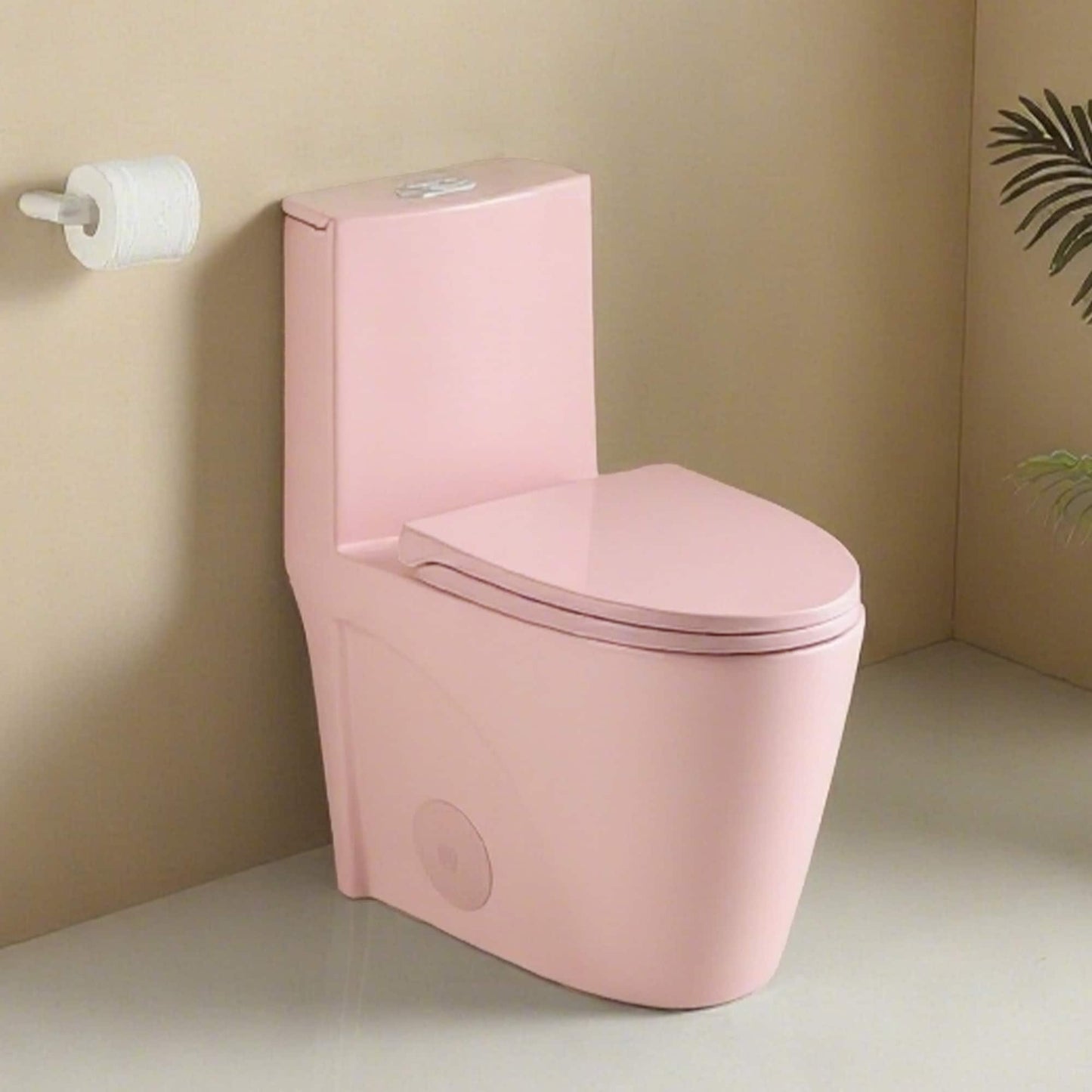 LOVMOR 1.1/1.60 GPF Dual-Flush One Piece Toilet Water-Saving Elongated Comfort Height Floor Mounted Soft Close 1000 Gram Map Flushing Score Toilet Rose GF-24T01-RS