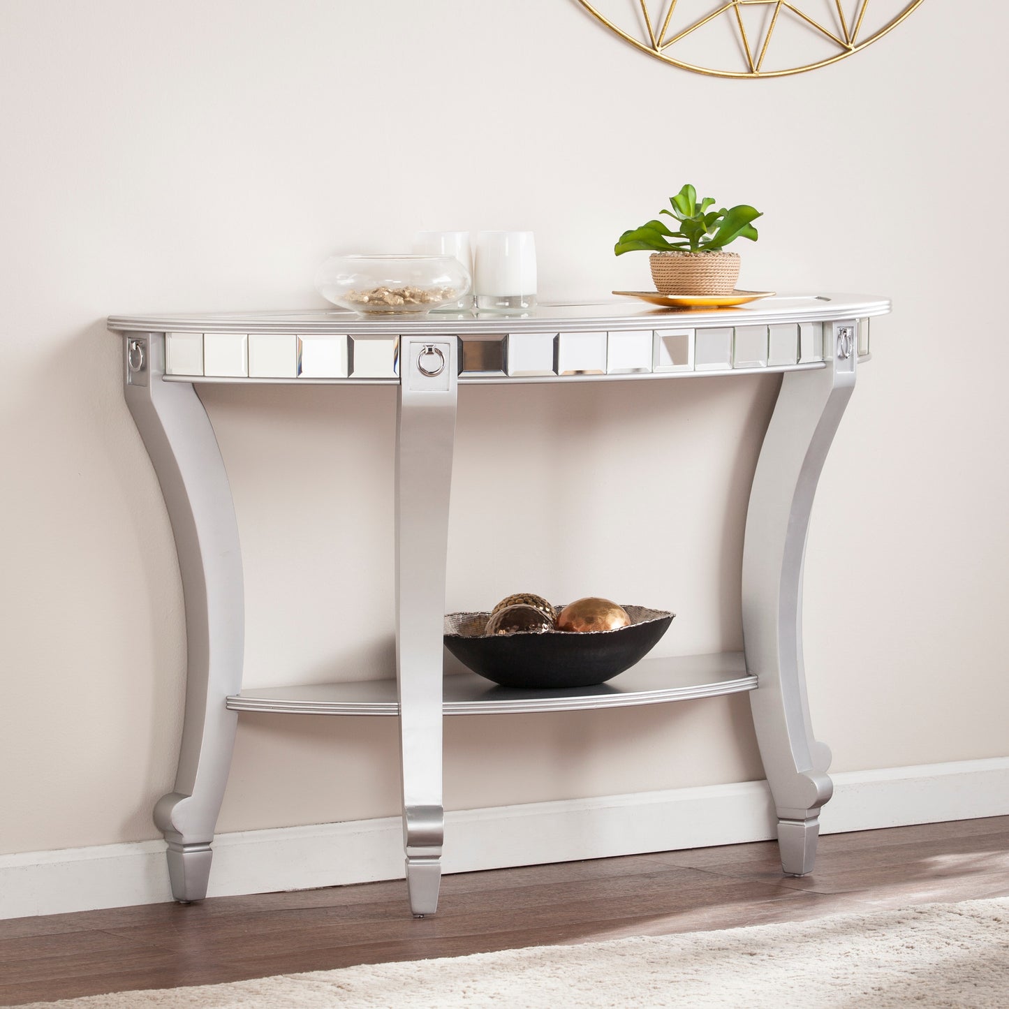 Safavieh Lindsay Mirrored Demilune Console Table