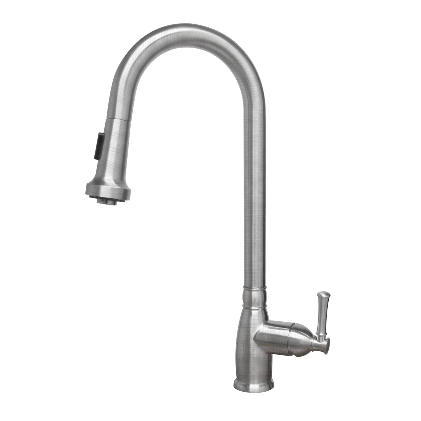 Whitehaus Collection Waterhaus Lead Free Solid Stainless Steel Single-Hole Faucet with Gooseneck Swivel Spout
