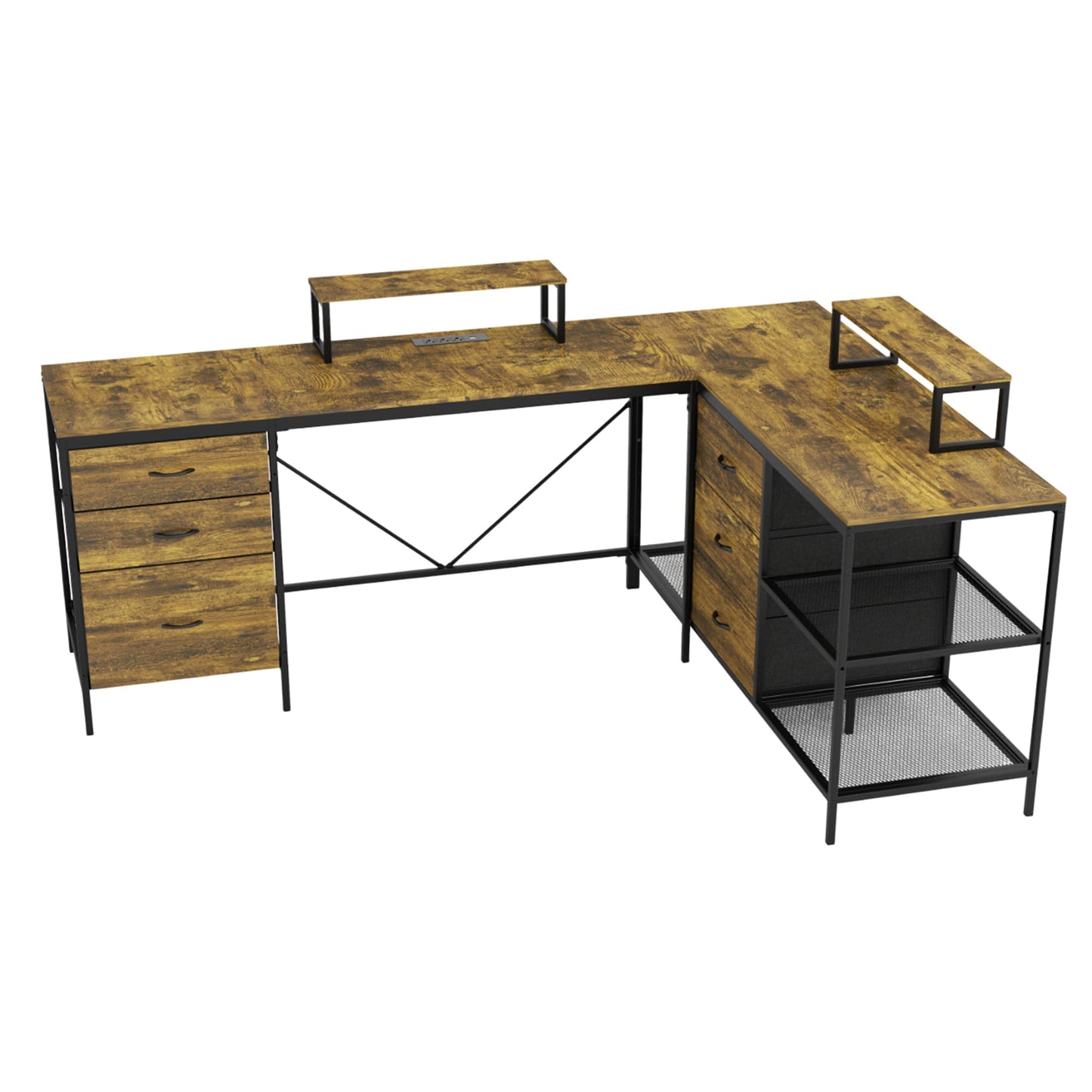 SINOFURN 74.3-in Brown Rustic Computer desk