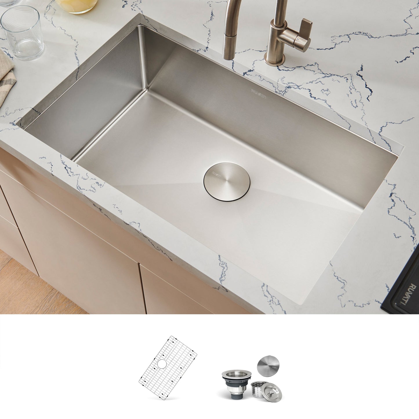 Ruvati Gravena Undermount 32-in x 19-in Stainless steel Single bowl 16 -Gauge Kitchen Sink