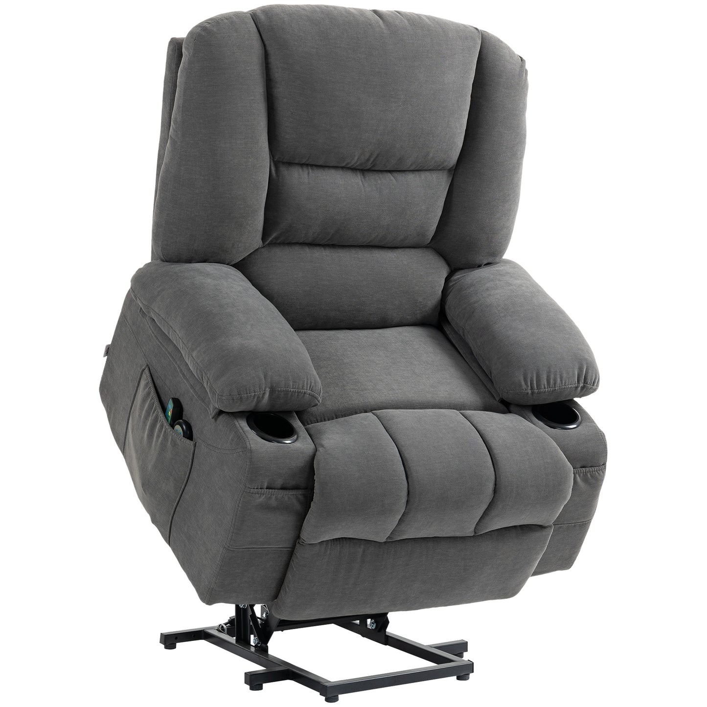 Tatayosi Power Lift Recliner Chair Sofa with Vibration Massage and Heat Fabric Lift Chair for Elderly Massage Recliner Chair with Remote Control Side Pockets Quick Assembly Charcoal Gray