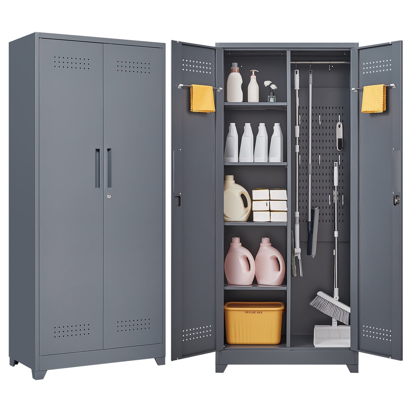 Flynama Metal Storage Cabinet 31.5-in W x 72.83-in H x 15.75-in D Freestanding Steel Garage Cabinet in Gray