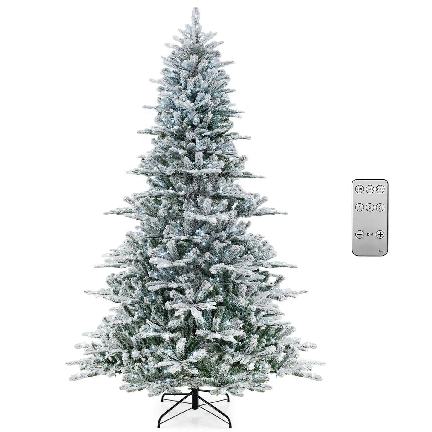 LIVIZA 8-ft Pre-lit Flocked Artificial Christmas Tree with White LED Lights