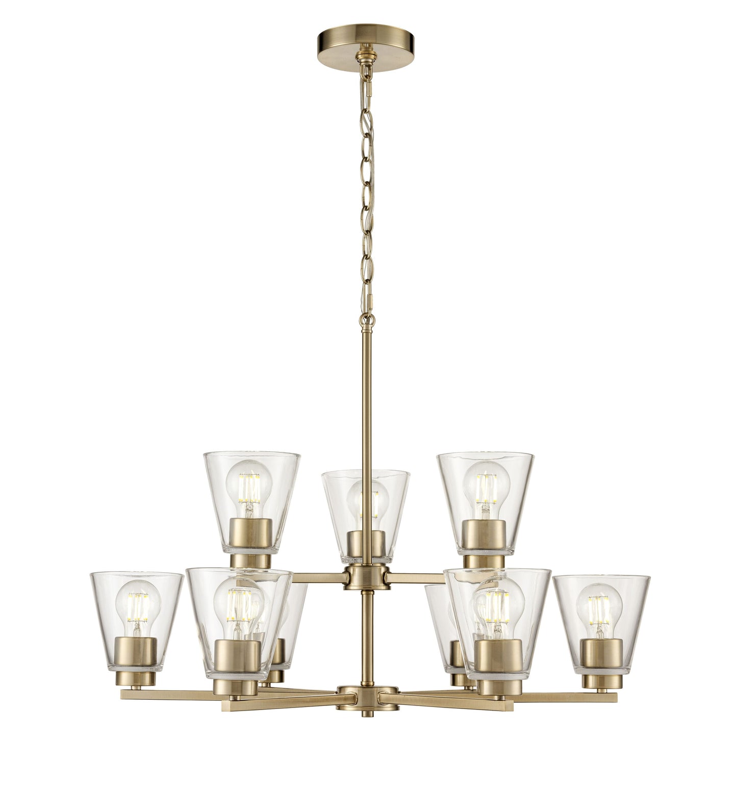 Millennium Lighting Strayhan 9 -Light Brushed Gold Modern/contemporary For Use in Bedrooms, Dining Rooms, Foyers, Kitchens, Living Rooms Chandelier