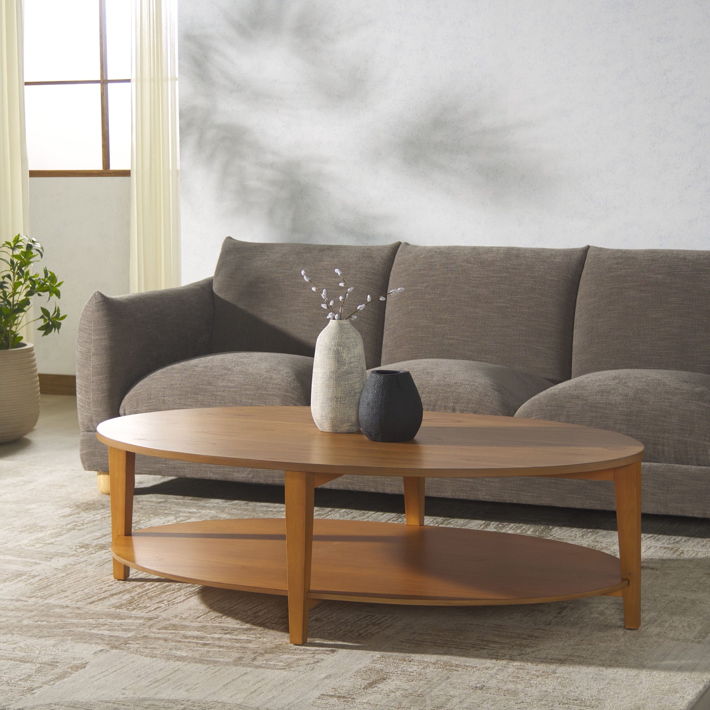 Safavieh Leonardi Oval Wood Coffee Table/Natural