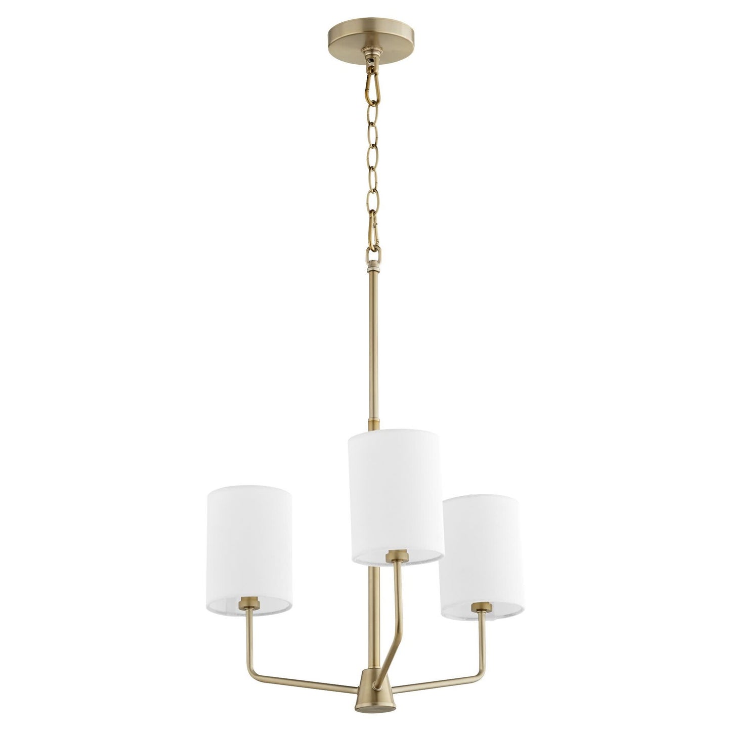 Quorum International Harmony 3-Light Contemporary / Transitional Aged Brass Chandelier