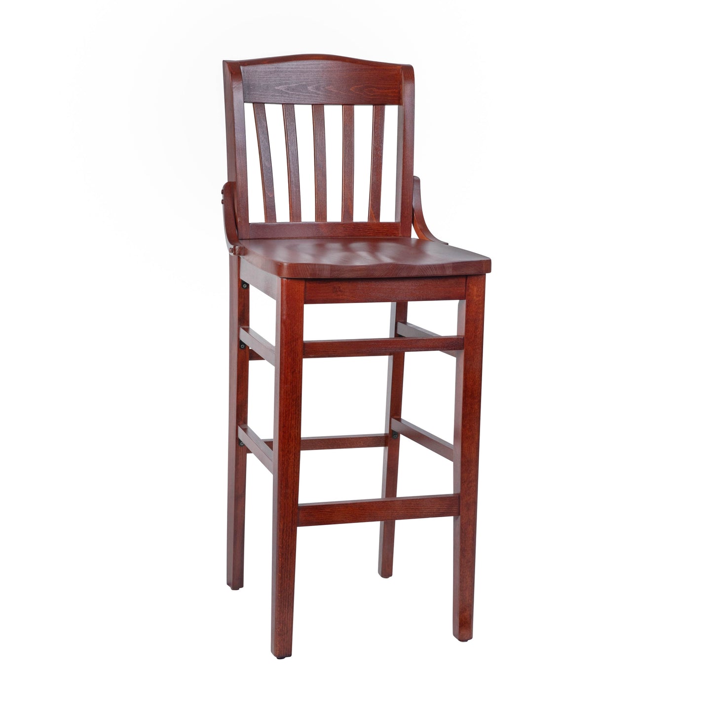 Emma + Oliver School House Back Mahogany Wood Barstool