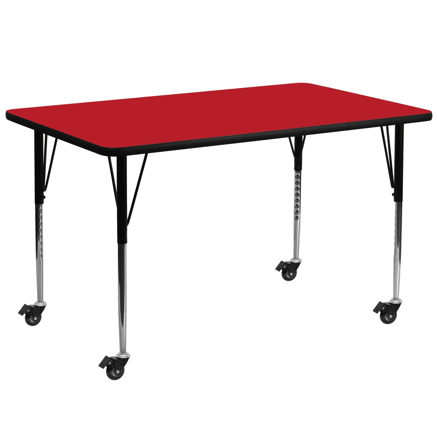 Emma + Oliver Mobile 30x72 Red HP Laminate Adjustable Activity Table