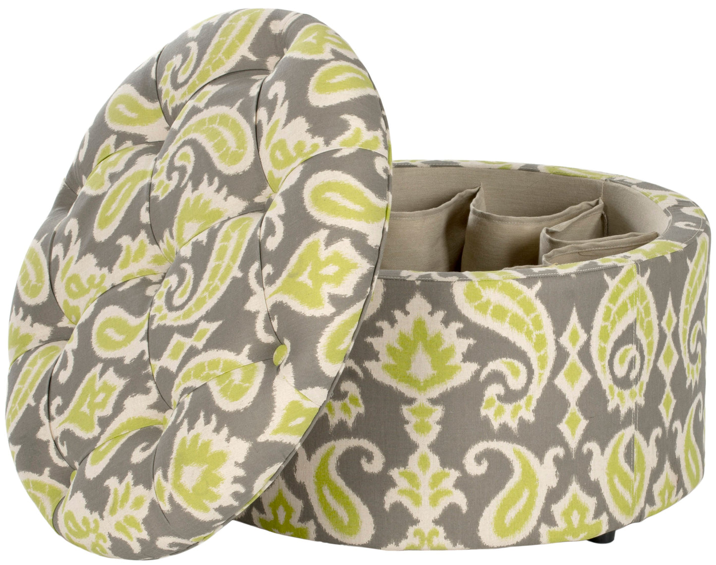 Safavieh Tanisha Casual Green/Inside Beige Round Storage Ottoman