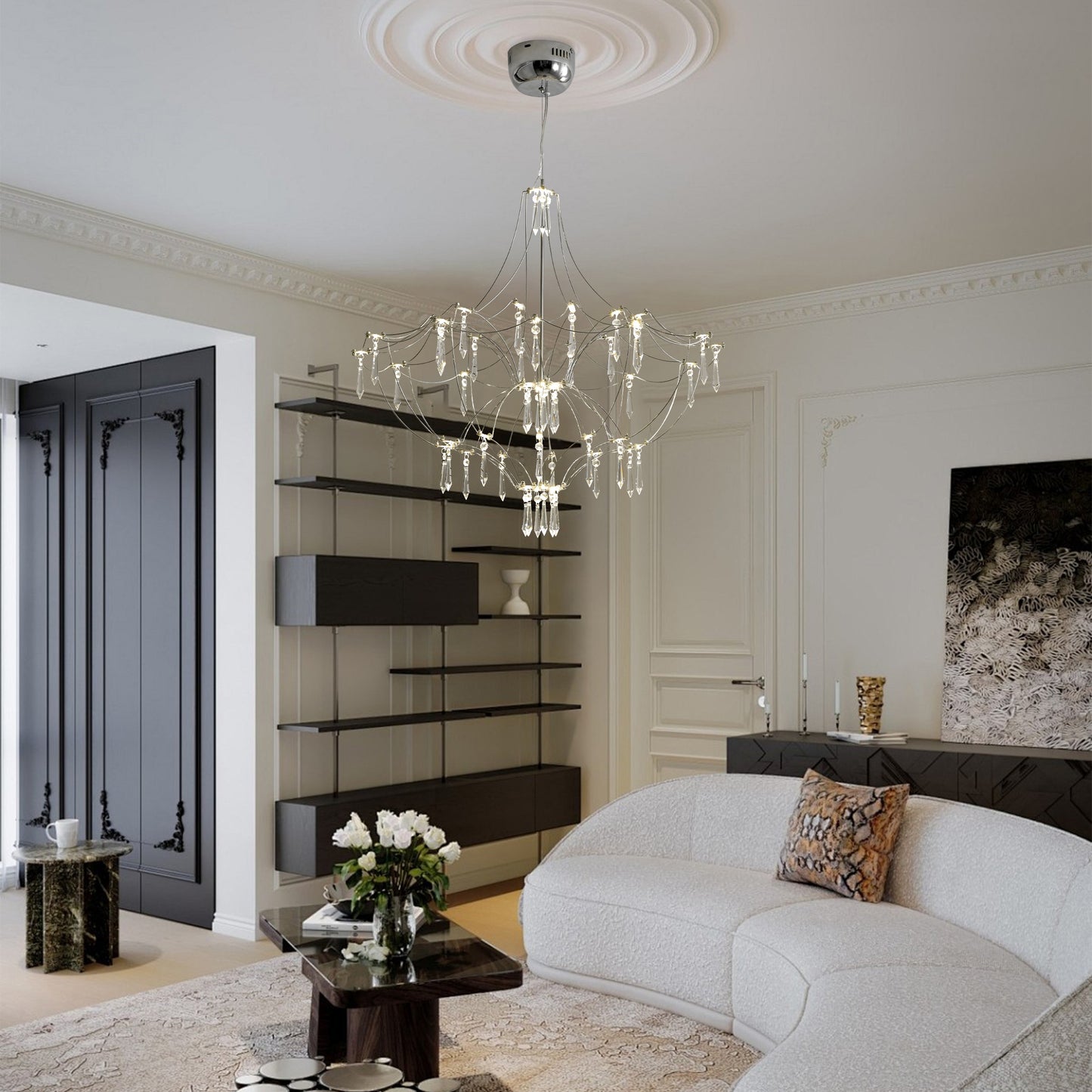 Zicbol 51 -Light Stainless steel Modern/contemporary Integrated LED For Use in Bedrooms, Dining Rooms, Foyers, Kitchens, Living Rooms Chandelier